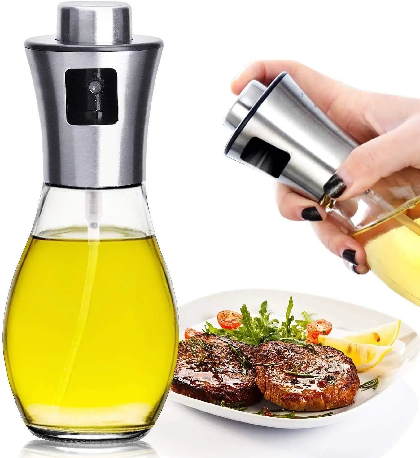 Oil Sprayer for Cooking - Refillable Stainless Steel Oil Dispenser